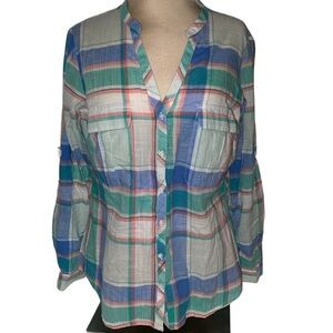 Columbia PFG button down shirt adjustable long sleeve plaid Size medium NWT